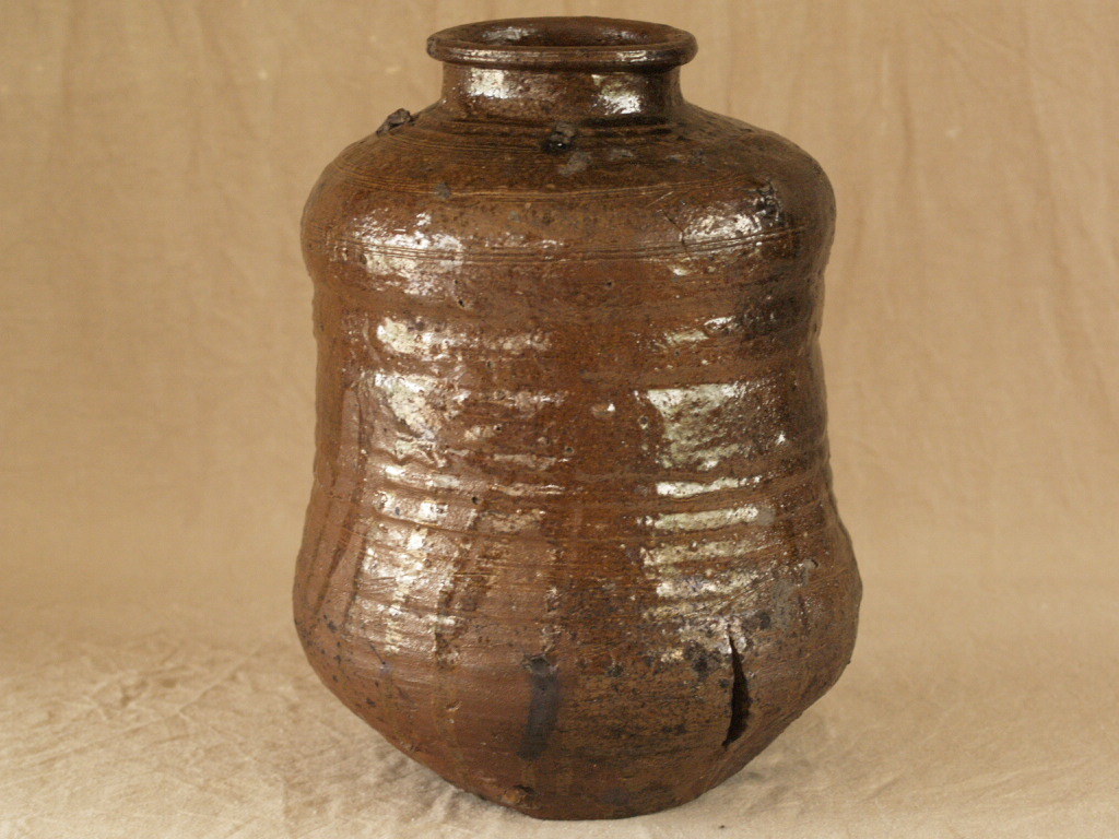 安土桃山時代 江戸初期 古伊賀せんべい壺30cm 煎餅壺 検 安土桃山時代 江戸初期 古伊賀せんべい壺30cm 煎餅壺 検