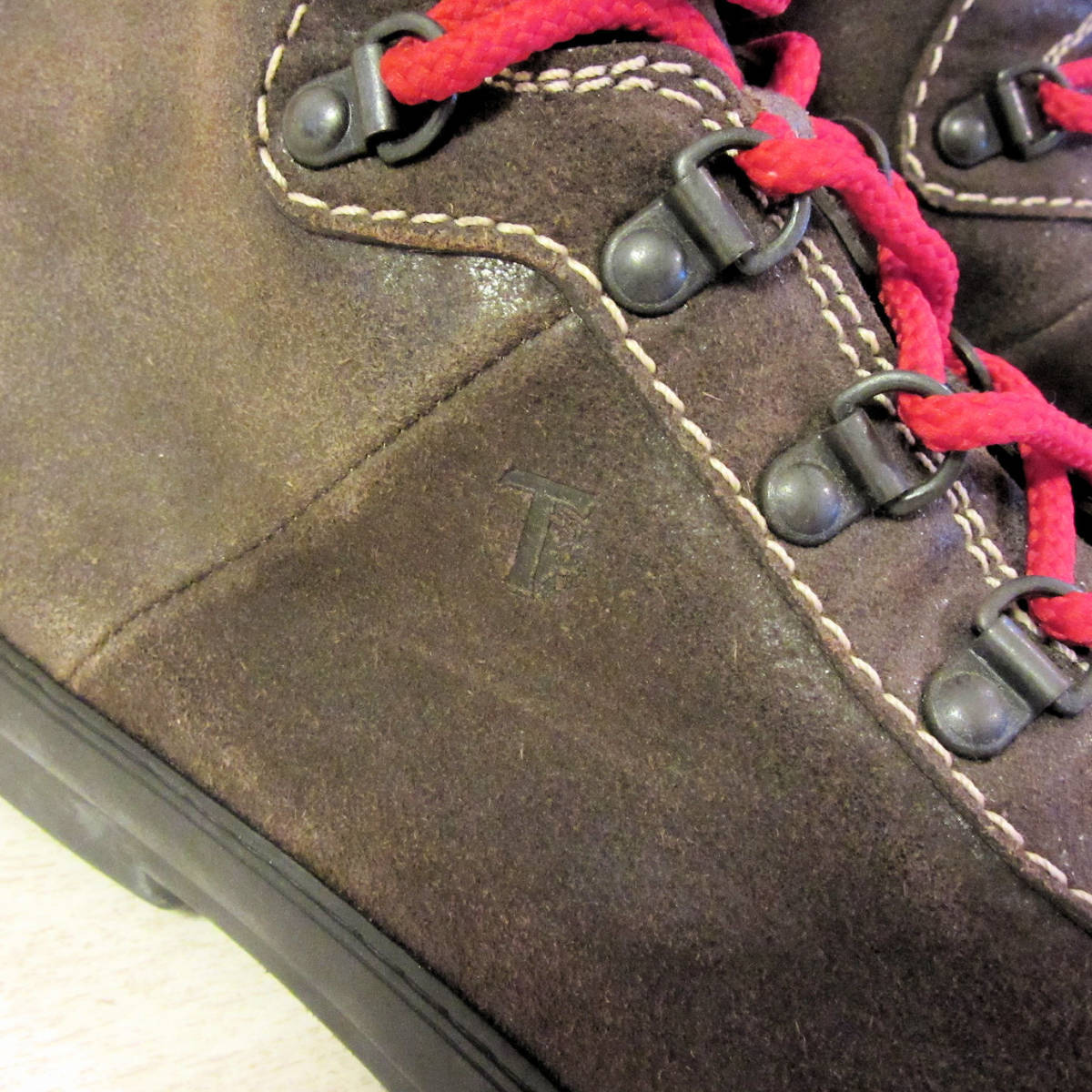 未使用 TOD'S トッズ イタリア製 レザー ブーツ トレッキングブーツ ヌバック ハイカット アウトドアブーツ 革靴 茶色 メンズ UK6 25cm