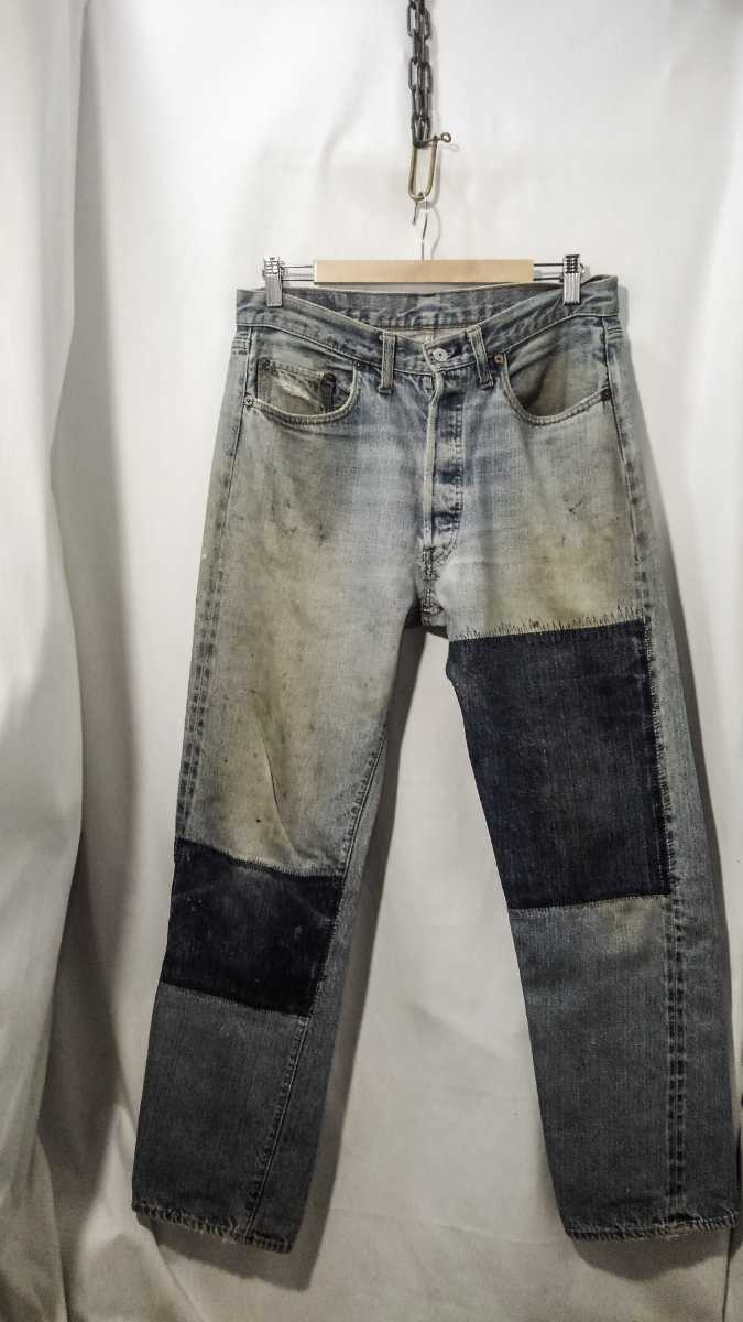 Vintage levi's 501 66 early term repair denim pants 70s リーバイス