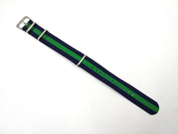 nato type nylon made military strap wristwatch cloth belt navy blue green stripe 20mm