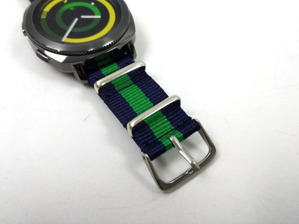 nato type nylon made military strap wristwatch cloth belt navy blue green stripe 20mm