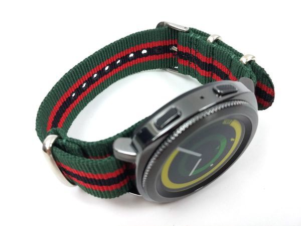  nylon made military strap cloth belt nato type wristwatch green red black stripe 20mm