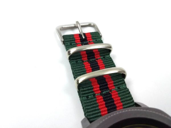  nylon made military strap cloth belt nato type wristwatch green red black stripe 20mm
