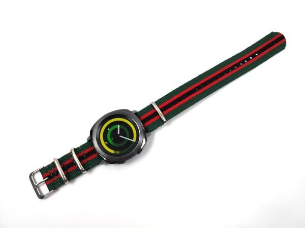  nylon made military strap cloth belt nato type wristwatch green red black stripe 20mm