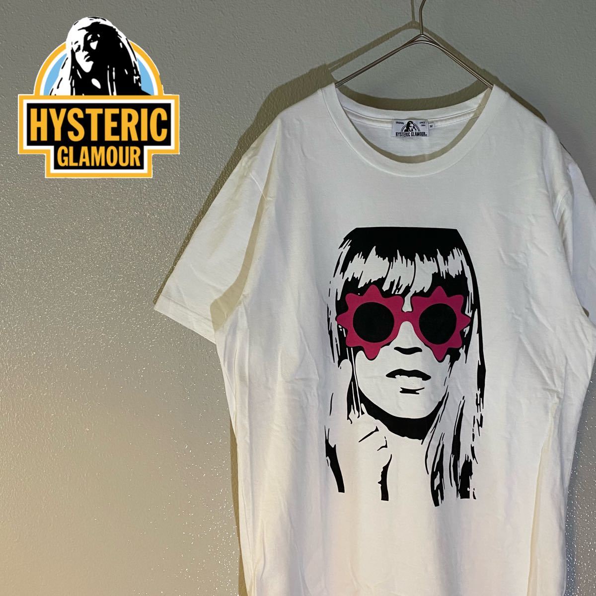 【大人気】ヒステリックグラマー HYSTERIC GLAMOUR 半袖Tシャツ ビックロゴプリント ホワイト ガール 女性 顔