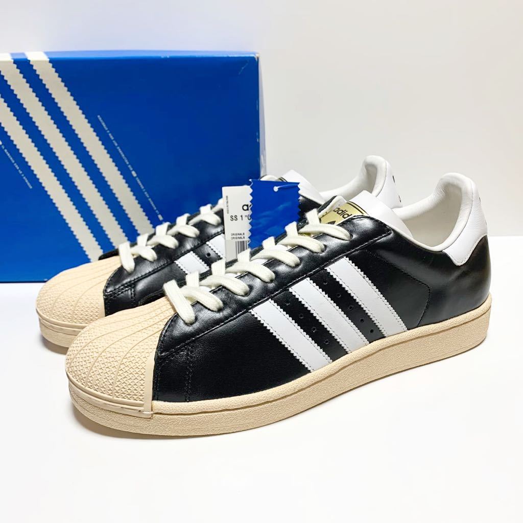 ☆未使用 アディダス adidas 復刻 スーパースター OG 金ベロ レザー スニーカー 28cm 黒 白 本革 スタンスミス 古着 ヴィンテージ_画像1