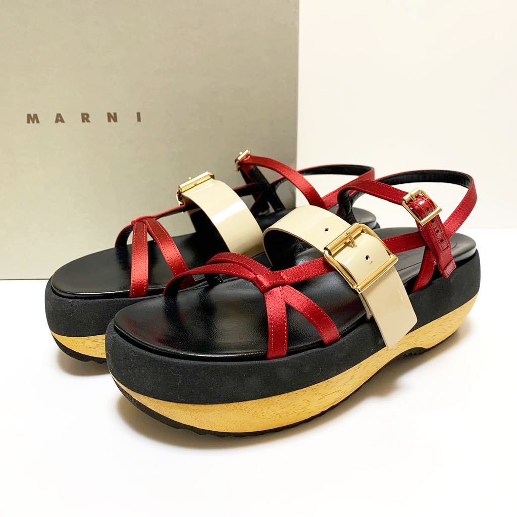 ☆未使用 マルニ MARNI プラットフォーム ストラップ サンダル size 37 イタリア製 ウェッジソール 厚底_画像1