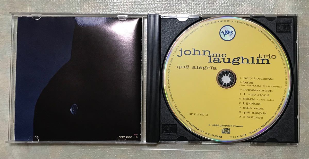 ジョン・マクラフリン・トリオ 『ケ・アレグリア』 輸入盤 CD