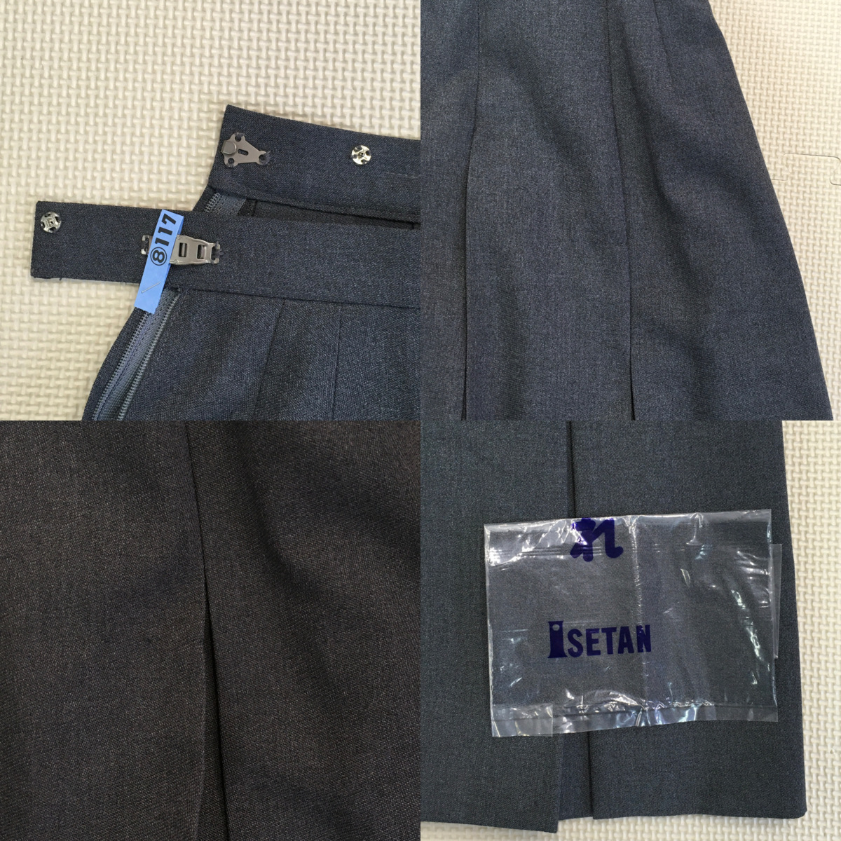 A115 (中古)東京都 啓明学園中学校高校 (旧制服) 3点セット /160/6/L/W70/丈57/ISETAN/長袖/冬服/制服/中学校/高校/女子学生/学生服/学生_画像8