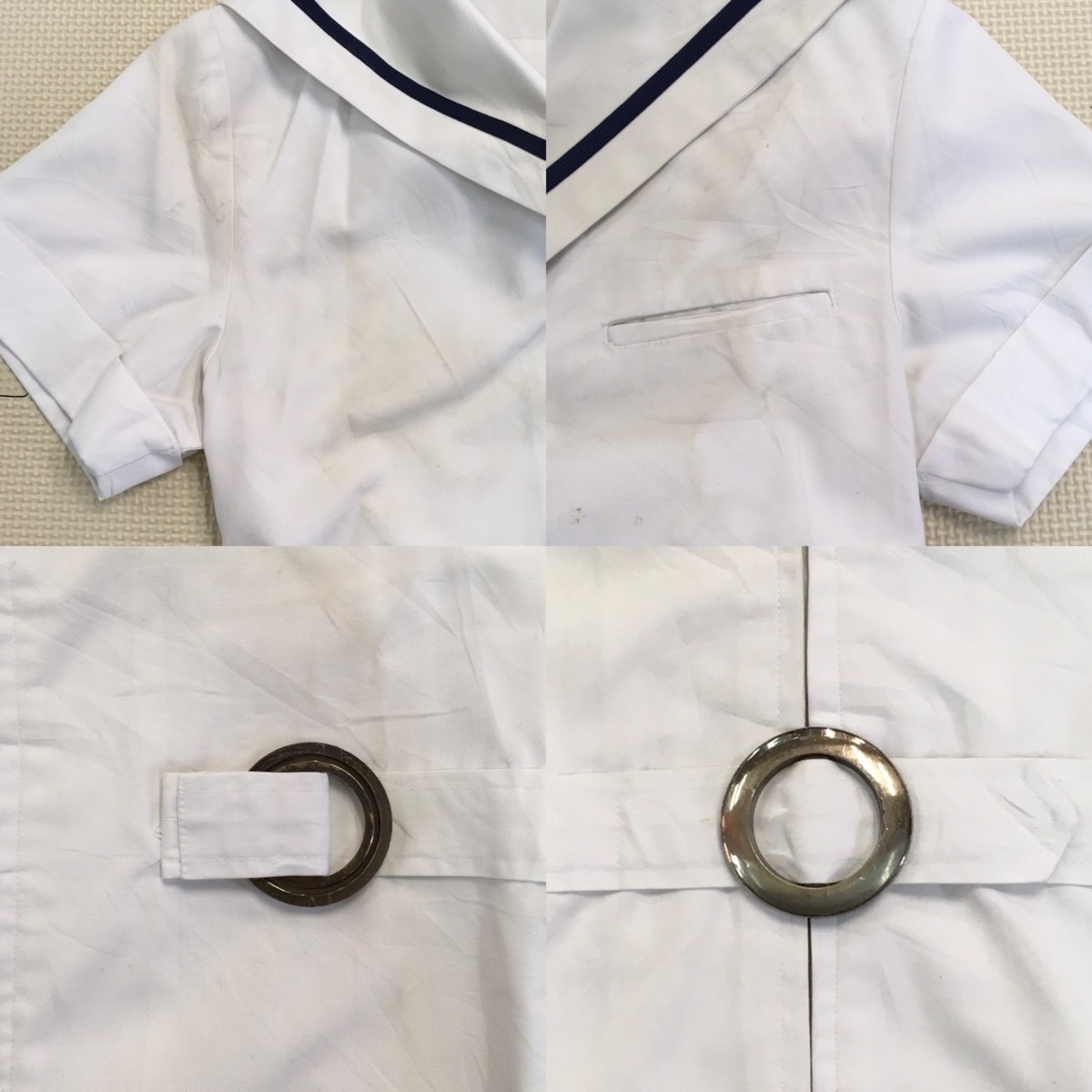 T628 (中古) 兵庫県 加古川北高校 (旧制服) セーラー服 上下セット /希少/指定品/チャンピオンベルト/L/W69/丈56/紺1本ライン/NIKKE/夏服_画像5