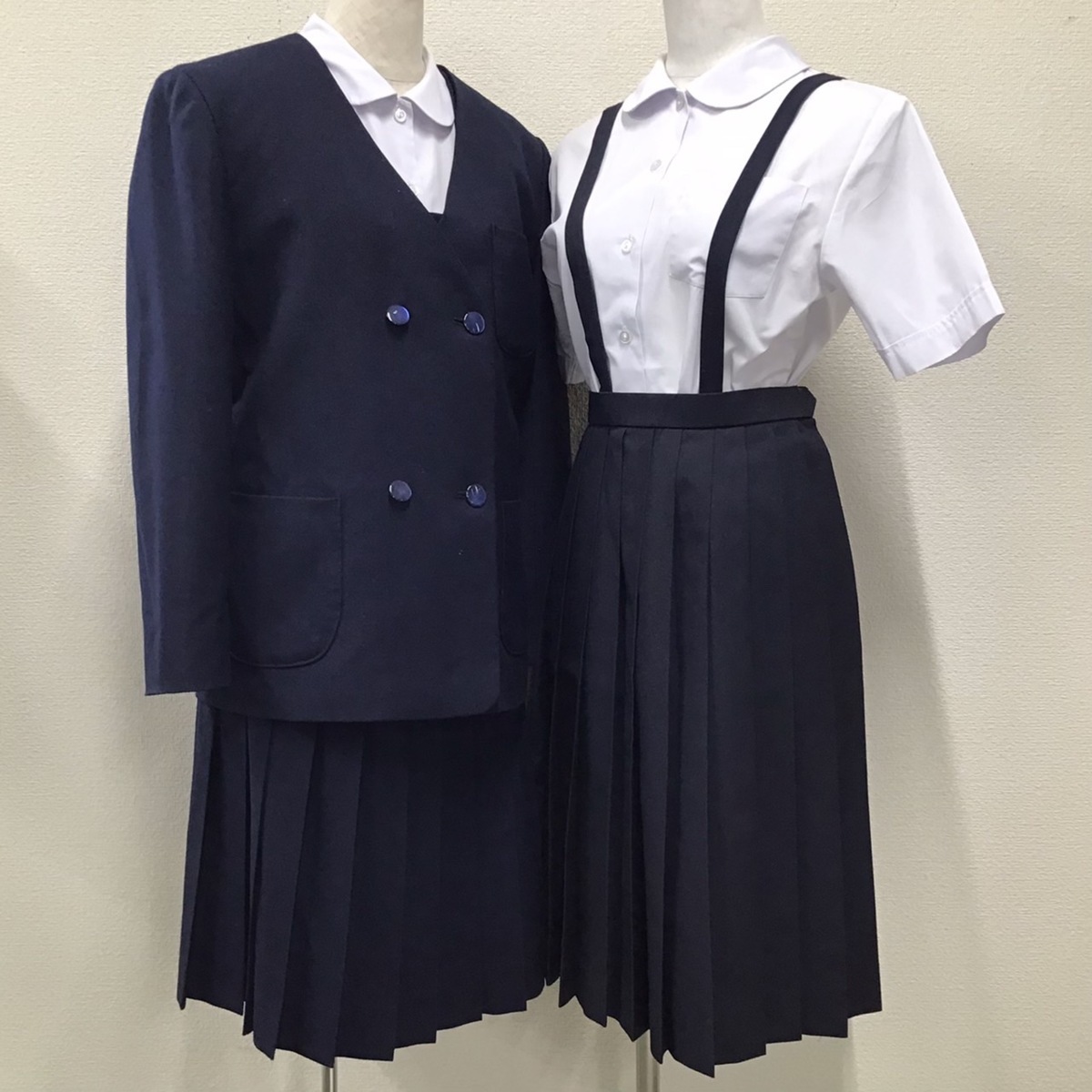 OT17-2(中古) 栃木県 宇都宮市立 国本中学校 (旧制服) 6点セット/M/W66/ブレザー/ベスト/吊りスカート/ブラウス/制服/中学校/高校/女子学生