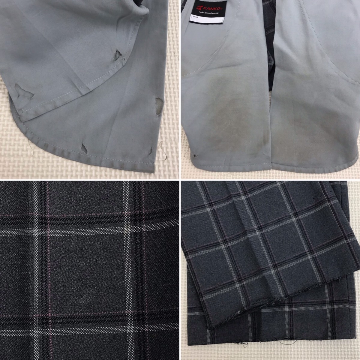 UT94 (中古) 栃木県 那須高校 男子学生服 上下セット /指定/M/W73/ブレザー/ズボン/紺/チェック/KANKO/冬服/夏服/中学校/高校/制服_画像7