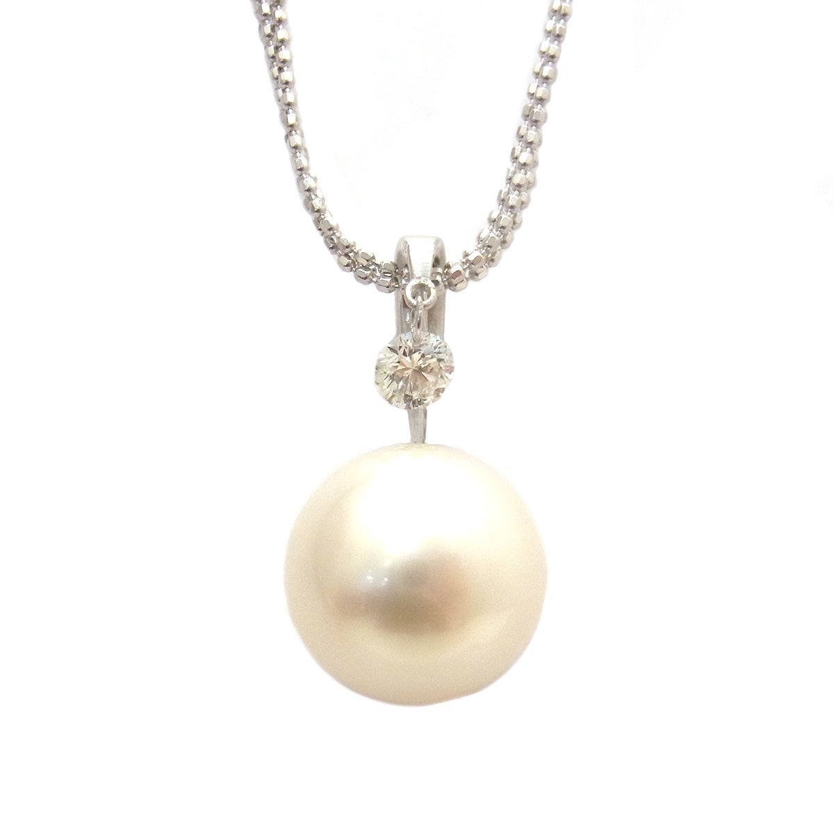 K18WG 南洋パール・ダイヤモンド ネックレス ホワイト 真珠 フォーマル