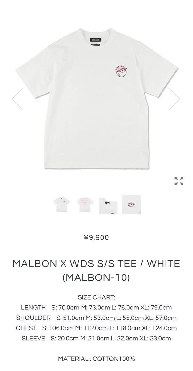 通販限定  ブラック TEE S/S WDS X 【新品Lサイズ】MALBON Tシャツ/カットソー(半袖/袖なし)