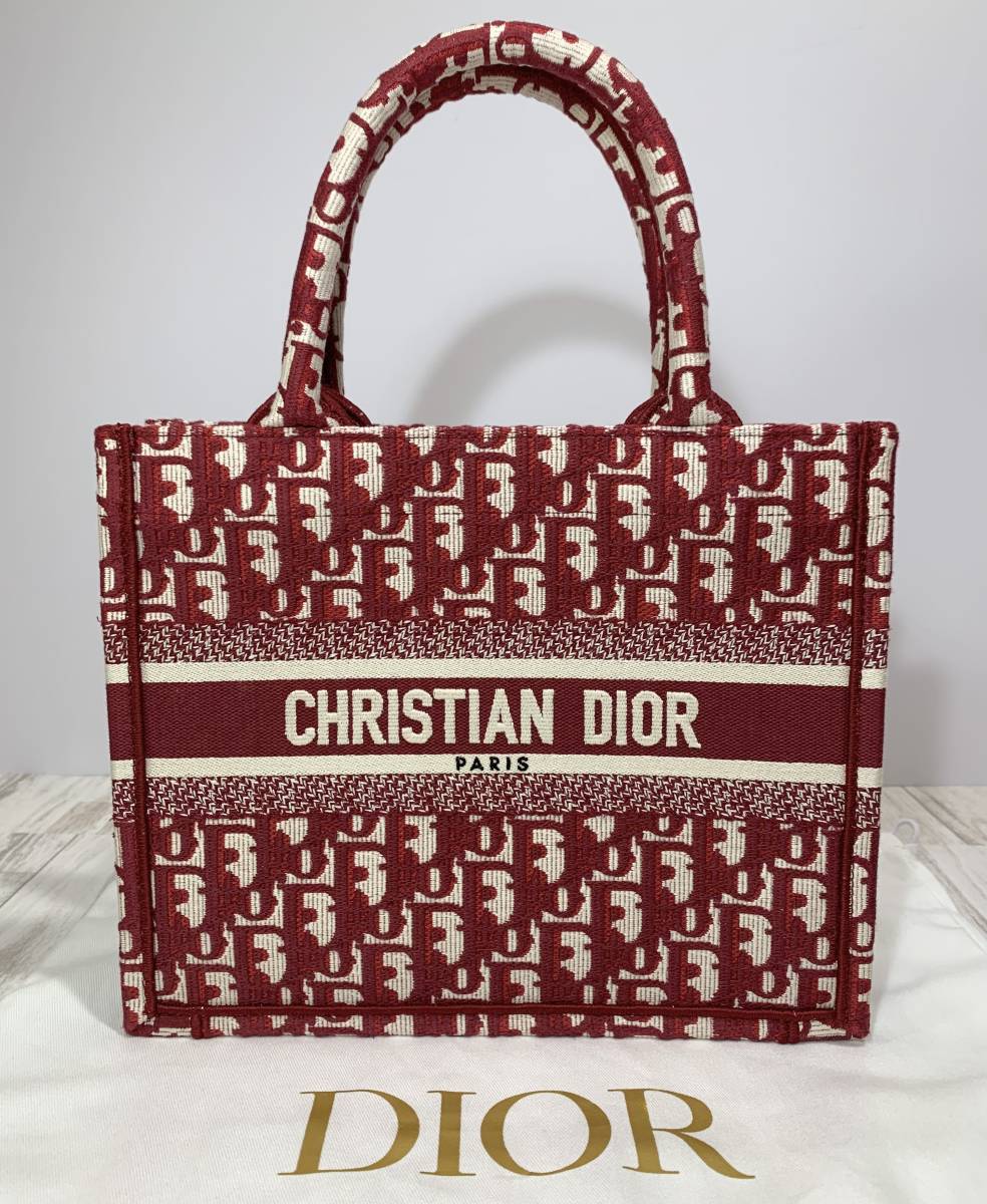 【国内完売品/新色限定カラー/新作/国内正規品】DIOR ディオール DIOR BOOK TOTE スモールバッグ/レッド ディオール オブリーク ジャカード_画像2
