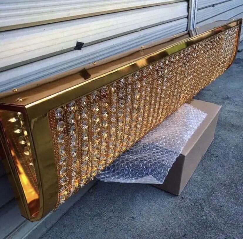 1 jpy start! width 120cm Niagara chandelier full Gold plating crystal beads deco truck art truck retro that time thing tourist bus 