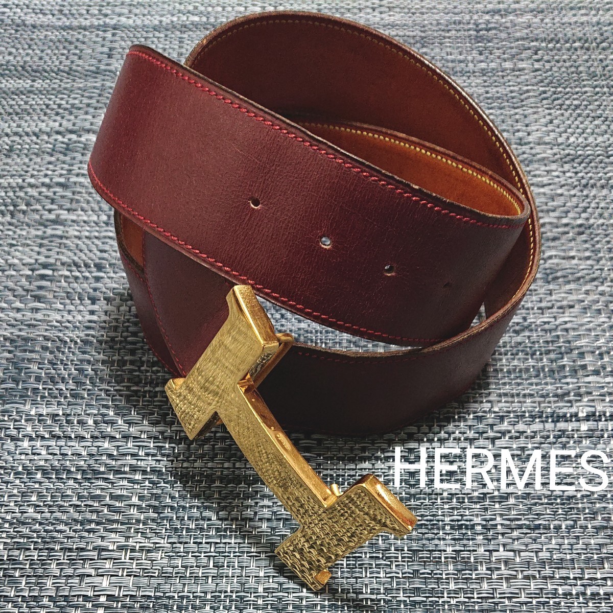 HERMES 90 JF LEATHER BELT MADE IN FRANCE/エルメスレザーベルト