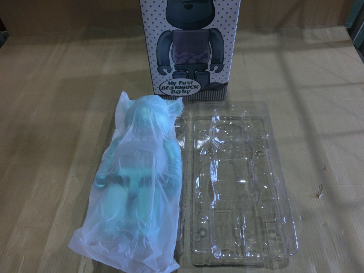 T【X-91】【80サイズ】MY FIRST BE@RBRICK B@BY/TURQUOISE/ターコイズ/ベアブリック※傷・汚れ・外箱イタミ有_画像2