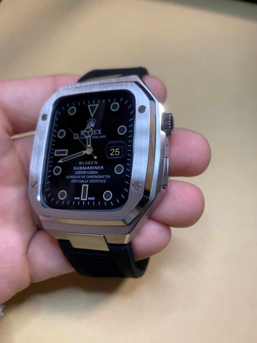 銀色 apple watch メタル ラバー ステンレス カスタム 金属 ゴールデン