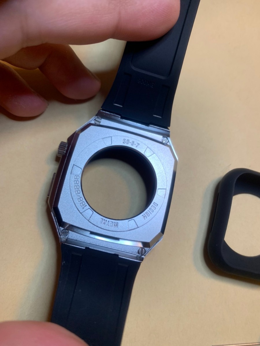 40 41 銀色 apple watch メタル ラバーバンド カスタム 金属