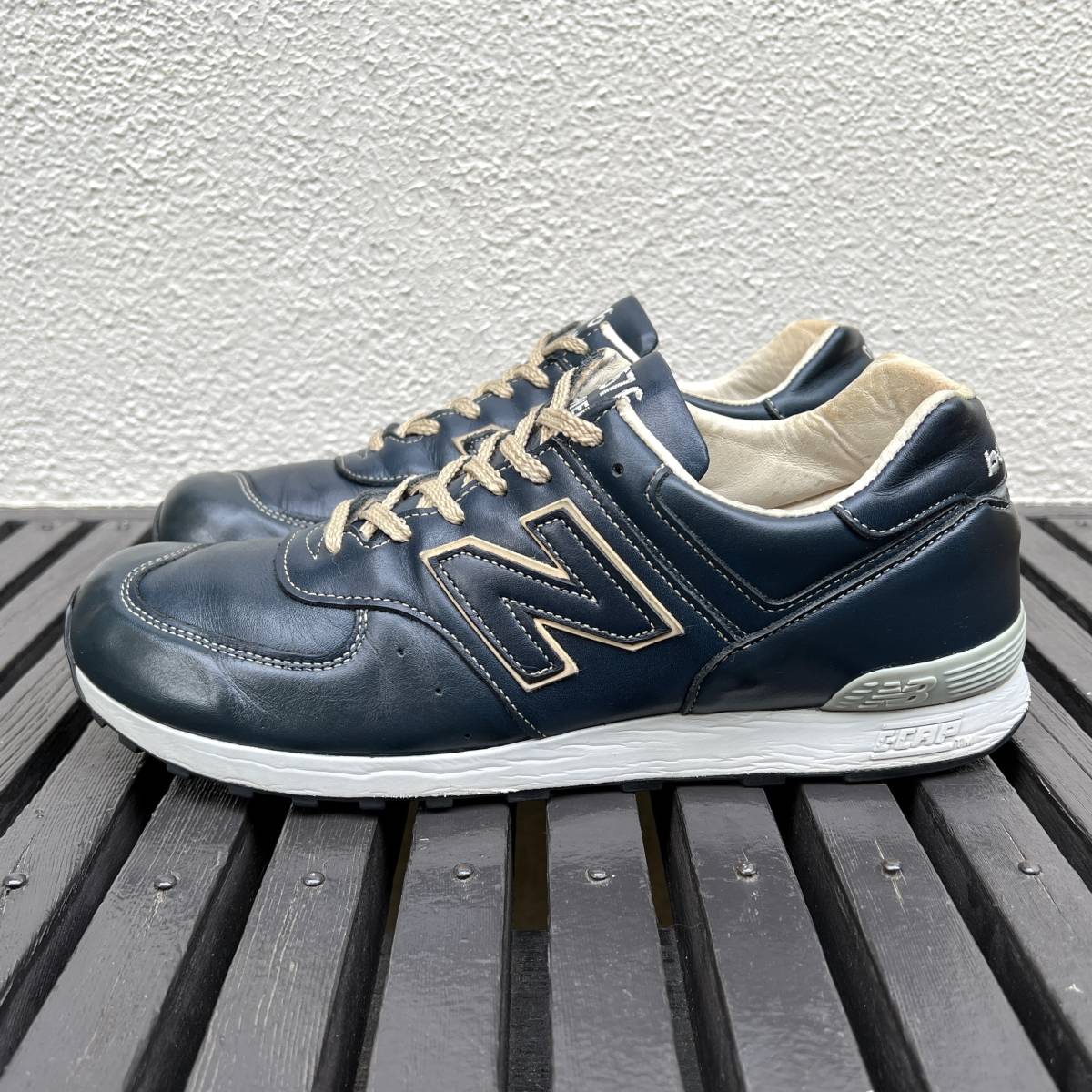 オールレザー UK製 New Balance LM576UK SHI NAVY US10 28cm 限定 M576 リミテッドモデル NB スニーカー 紺 ネイビー Made In England