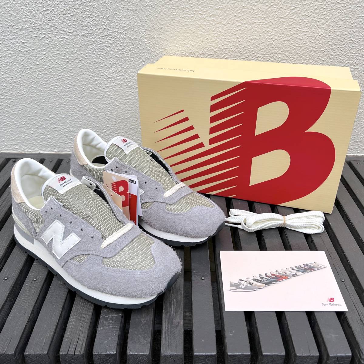 国内正規品 New Balance M990TA1 GRAY US8.5 26.5cm グレー×オフホワイト M990v1 スウェード NB スニーカー アメリカ米国製 Made In USA