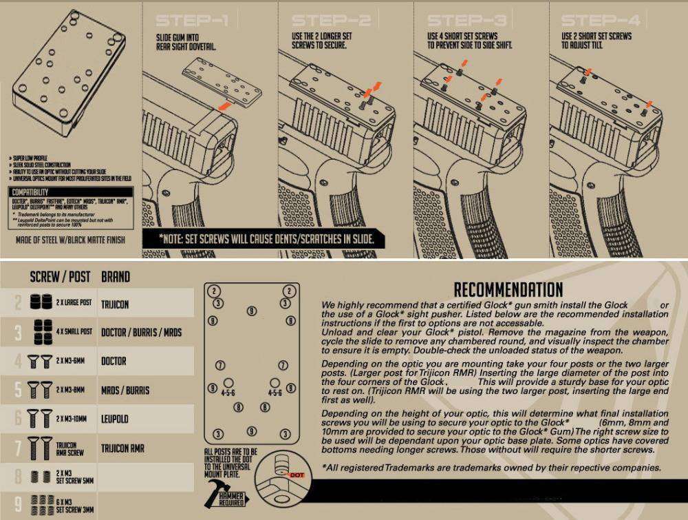 グロックリアサイトプレートドットサイトベースマウント G17 G19 GLOCK グロックカスタムパーツ_画像5