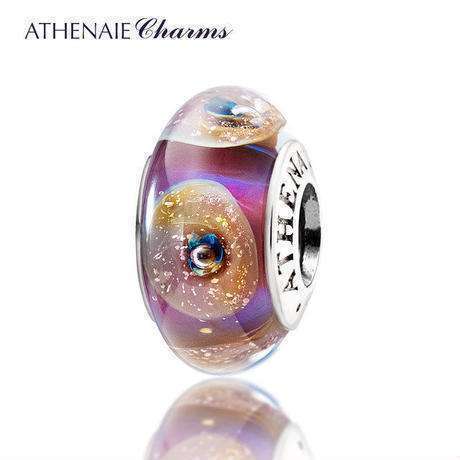 ATHENAIE パンドラ適合 ビーズチャーム シルバー925 ムラーノガラス