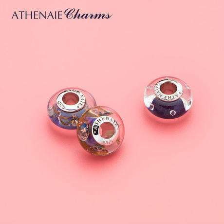 ATHENAIE ... совместимость  ...   серебристый 925  Murano  стекло  Murano 925Silver Charm Bead Fit Pandora  золотой  shell 