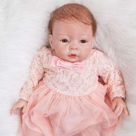【初売り】 ベビー人形 ドール ベビードール リボーンドール リアル ピンクのドレス 衣装付き 乳児 ハンドメイド 抱き人形、ベビー人形