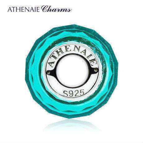 ATHENAIE パンドラ適合 ビーズチャーム シルバー925 ムラーノガラス Murano 925Silver Charm Bead Fit Pandora ティール シマー 緑_画像2