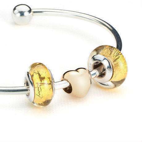 ATHENAIE パンドラ適合 ビーズチャーム シルバー925 ムラーノガラス Murano 925Silver Charm Bead Fit Pandora ゴールドフォイル 金箔_画像3