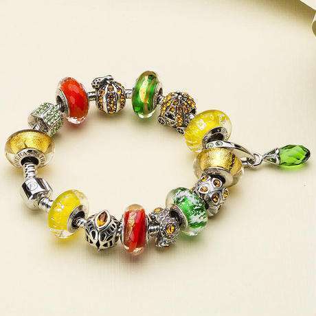 ATHENAIE パンドラ適合 ビーズチャーム シルバー925 ムラーノガラス Murano 925Silver Charm Bead Fit Pandora ゴールドフォイル 金箔_画像5