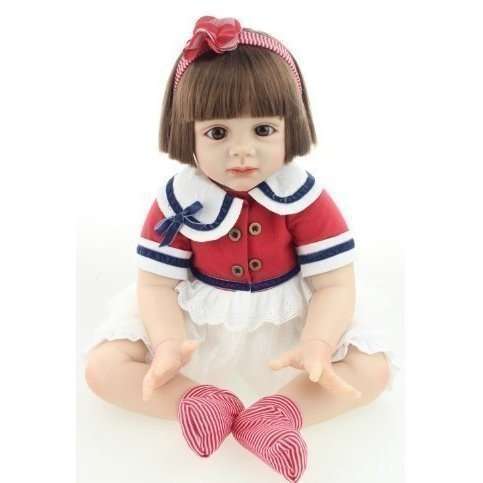 トドラー人形 プリンセスドール リボーンドール 抱き人形 約60cm 衣装付き ブラウンのおかっぱボブヘア ブラウンアイ 女の子_画像2