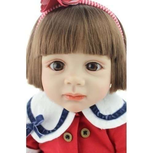 トドラー人形 プリンセスドール リボーンドール 抱き人形 約60cm 衣装付き ブラウンのおかっぱボブヘア ブラウンアイ 女の子_画像1