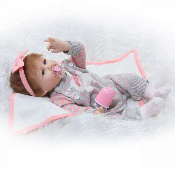 リボーンドール リアル赤ちゃん人形 ベビー人形 ハンドメイド海外ドール 衣装と哺乳瓶・おしゃぶり付き ブルーorブラウンアイ