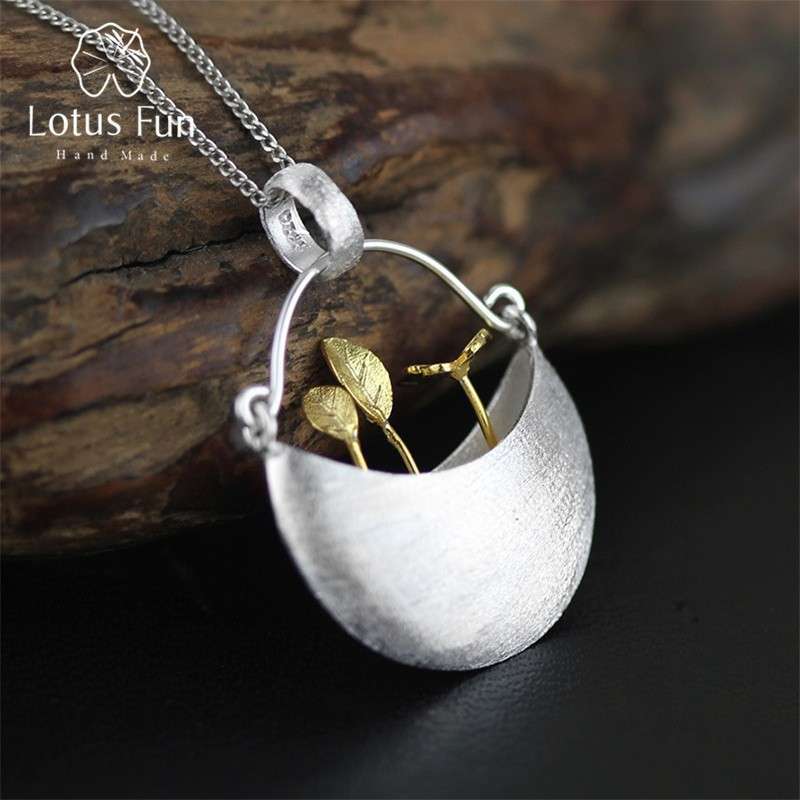 Silver925 sterling silver pendant top necklace . plant natural hand made lady's jewelry gift 