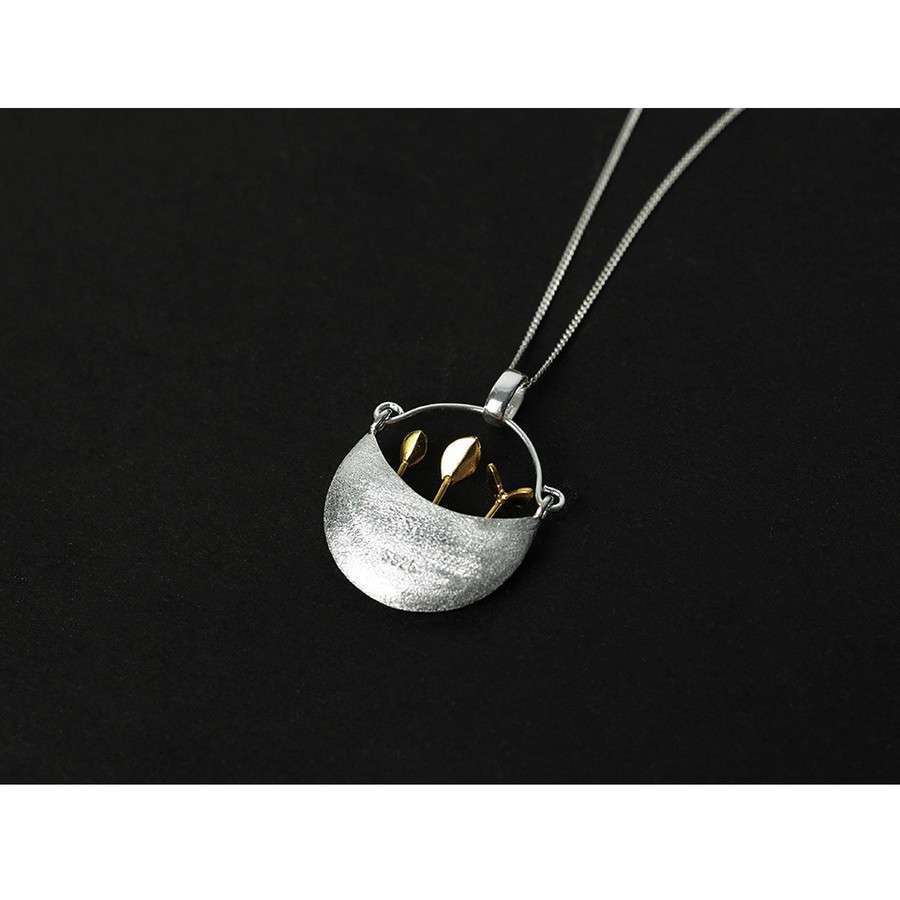 Silver925 sterling silver pendant top necklace . plant natural hand made lady's jewelry gift 
