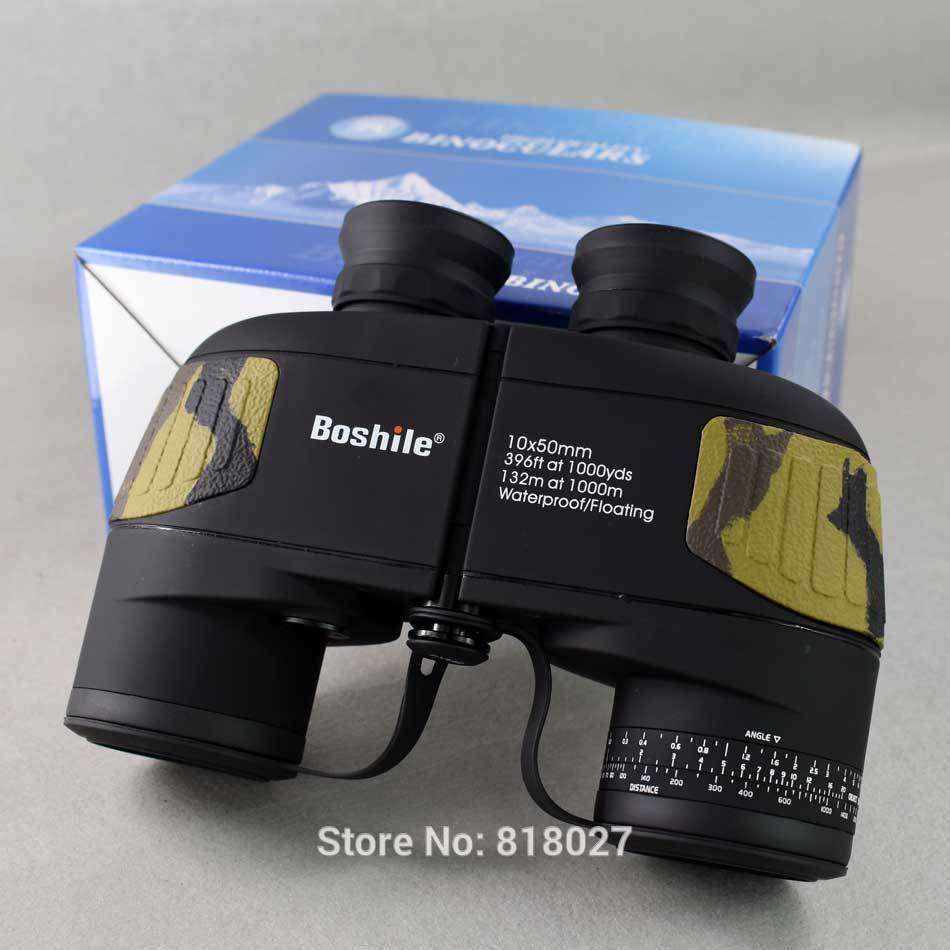 Boshile 10X50 binoculars professional army . sea . waterproof telescope HD BAK4 range finder distance color black, camouflage 