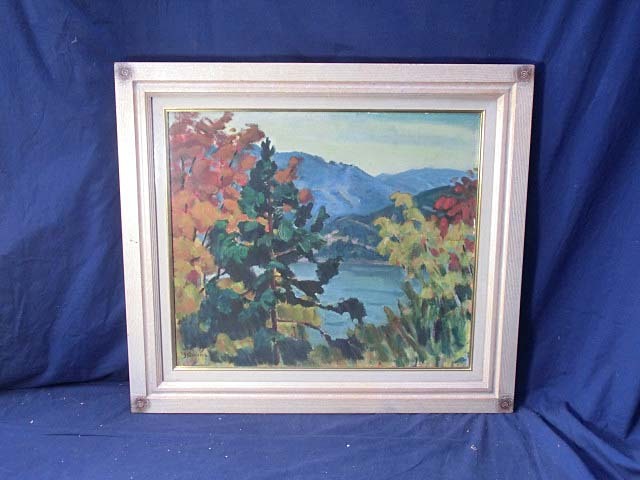 480224 oil painting large marsh hing quiet . work [ mountain lake autumn color ](F10) day exhibition member * Fukui prefecture ..* painter * landscape painting 