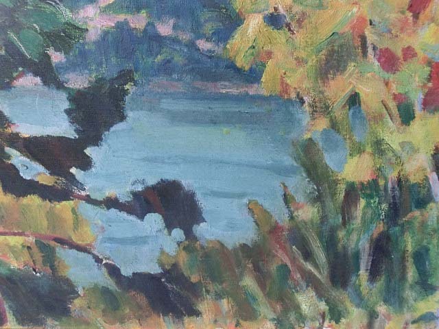 480224 oil painting large marsh hing quiet . work [ mountain lake autumn color ](F10) day exhibition member * Fukui prefecture ..* painter * landscape painting 