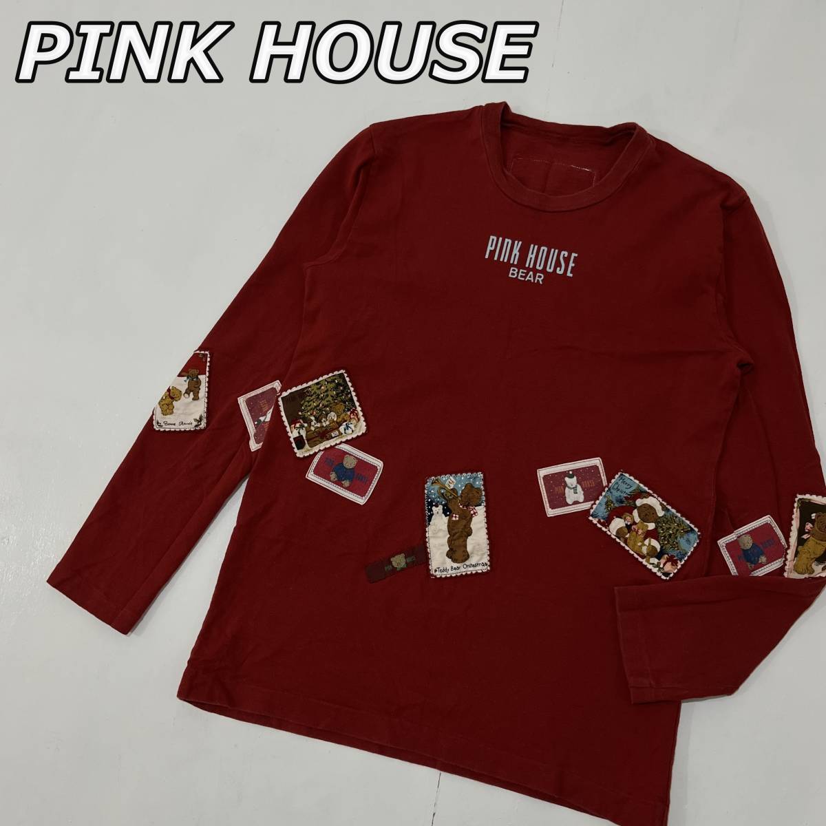 PINK HOUSE スウェット ベア パッチワーク ピンクハウス クマ 古着