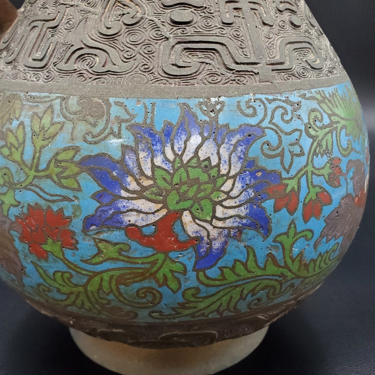 宝蔵】中国古玩 古銅七宝唐草文花瓶 花器 花瓶 30cm 2.4㎏ | www.eko