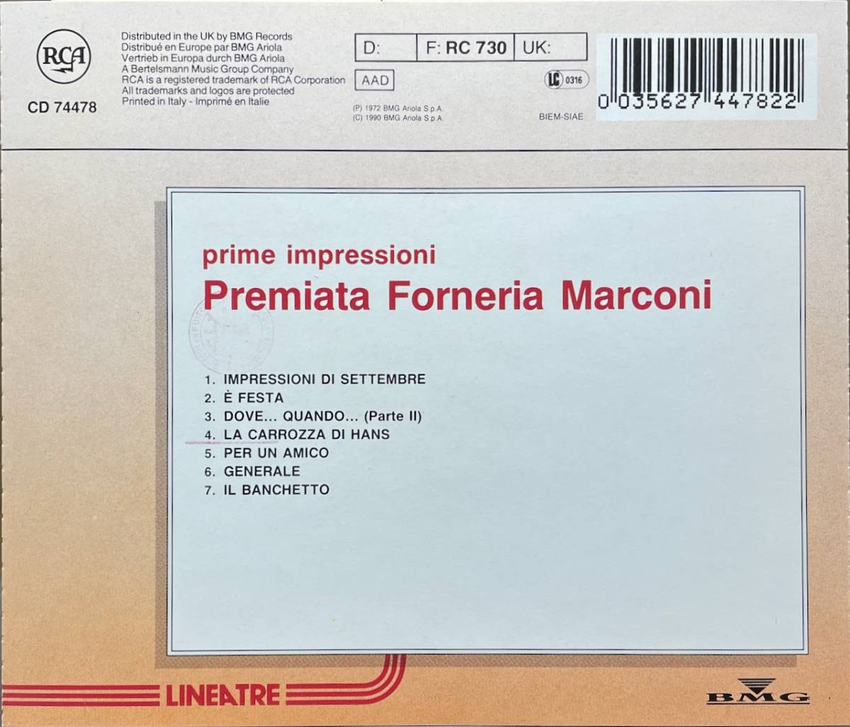 (C31H)プログレレア盤/PFM/Premiata Forneria Marconi/Prime Impressioni (幻想物語)/プレミアータ・フォルネリーア・マルコーニ☆_画像2