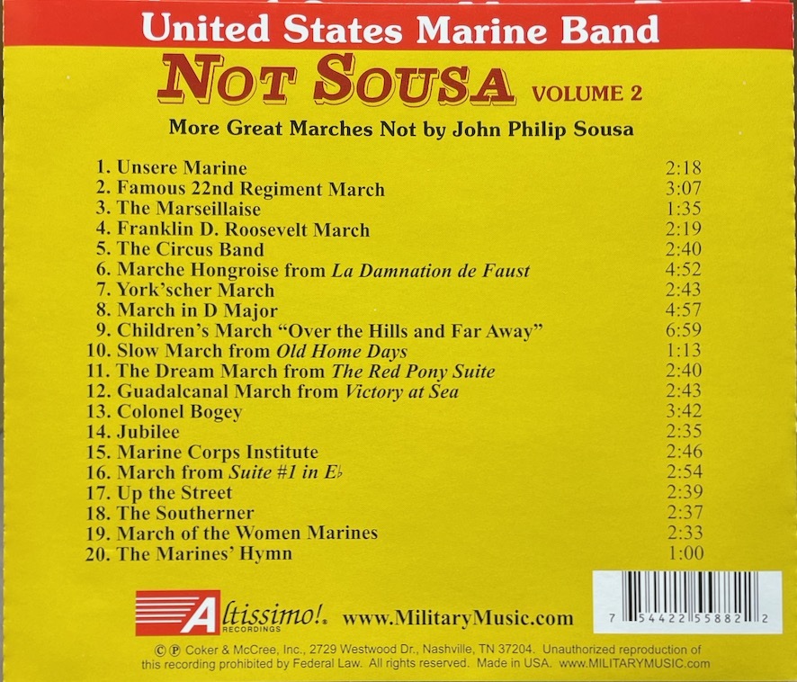 (C26H)☆ブラス美品/Not Sousa Vol.2(More Great Marches Not By John Philip Sousa)/アメリカ海兵隊軍楽隊/U.S. Marine Band☆_画像2