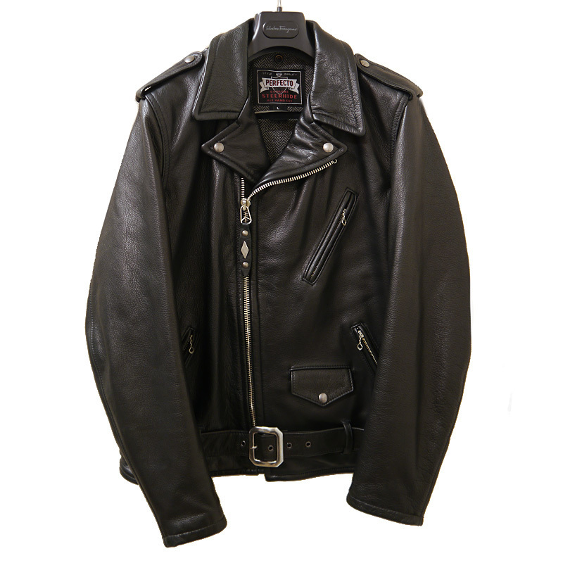 Schott ショット ライダースジャケット メンズL レザー ブラック 黒
