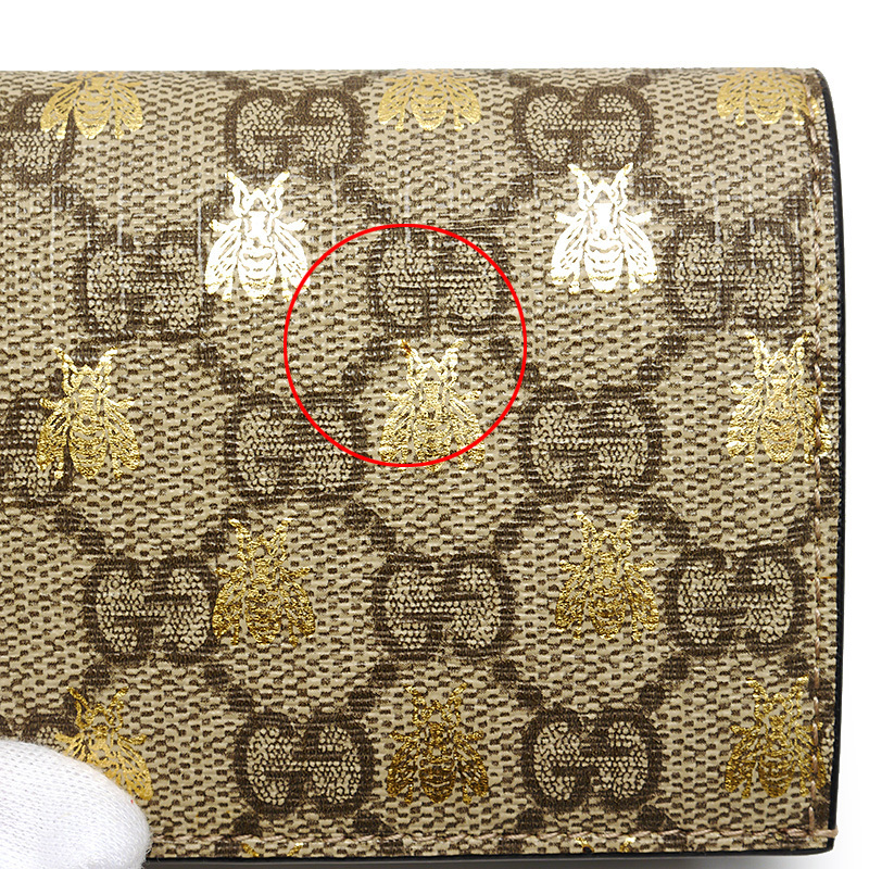 グッチ GUCCI 2つ折り財布 508757 GGスプリーム Bee 蜂 コンパクト