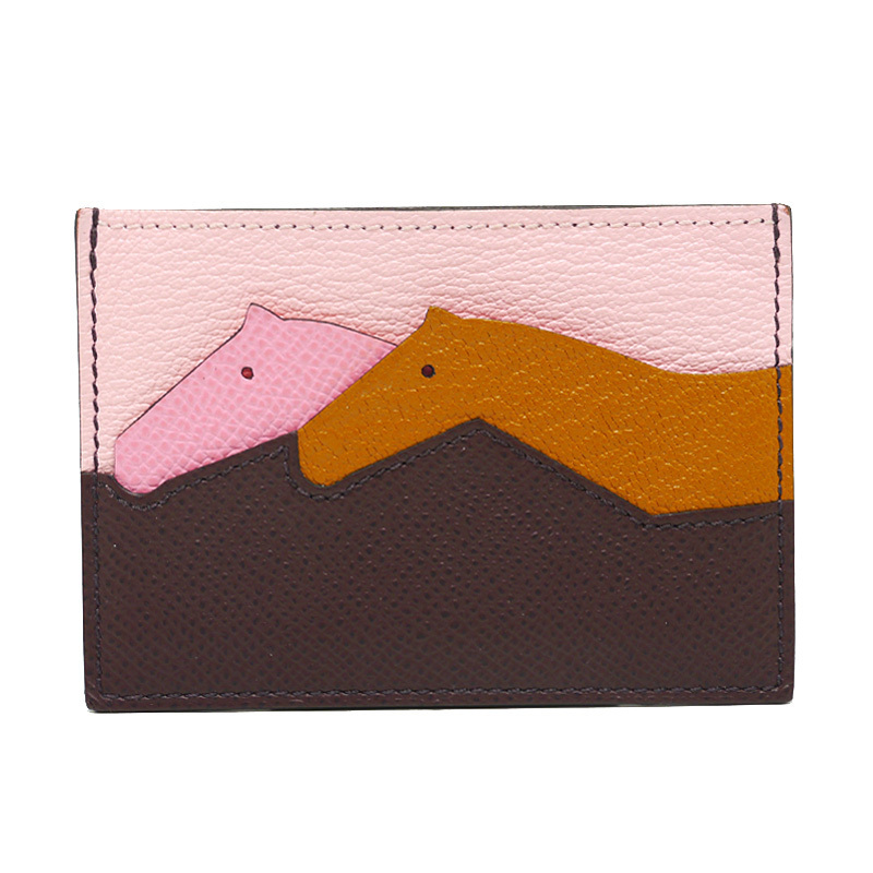 エルメス HERMES プティ・シュヴォー カードケース ピンク×ブラウン系