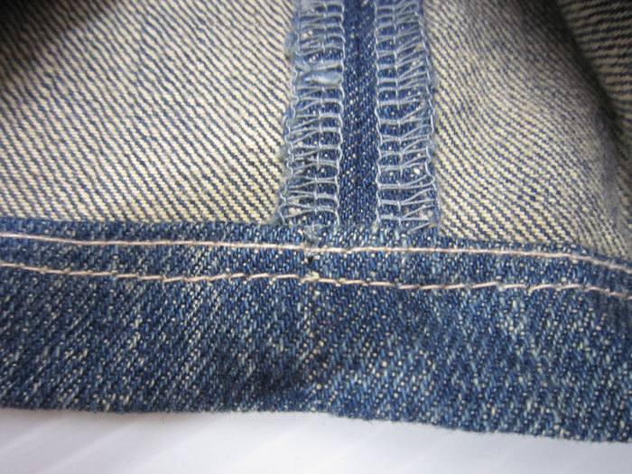 D.M.G. ドミンゴ No.13-303B USED加工 デニムパンツ サイズM 日本製 ボタンフライ ダブルステッチ jeans denim pants_画像6