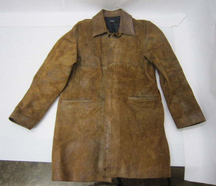 A.P.C アーペーセー 牛革 レザーコート ステンカラーコート ベロア サイズ1 cowhide leather sten collar coat velour